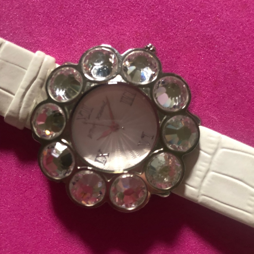 Betsey Johnson Crystal Accent White Women's Fashion Watch